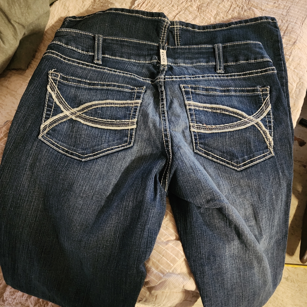 Ariat Blue Boot Cut Jeans with Decorative Stitching